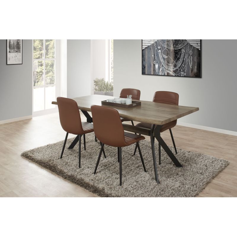 Table de salle à manger moderne Alessia Chêne clair ou chêne foncé — Chêne clair ou chêne foncé