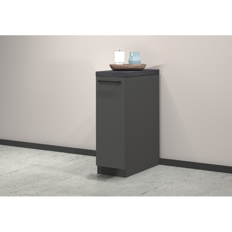 Meuble bas de cuisine moderne à tiroir anthracite/chêne Solena