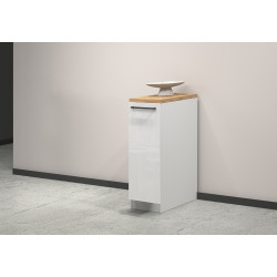 Meuble bas de cuisine moderne à tiroir blanc/chêne wotan Solena