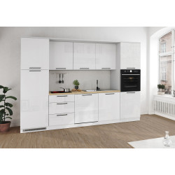 Cuisine complète moderne 300 cm blanc brillant/chêne Louna