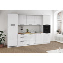 Cuisine compl&egrave;te moderne 300 cm blanc brillant/ch&ecirc;ne Louna