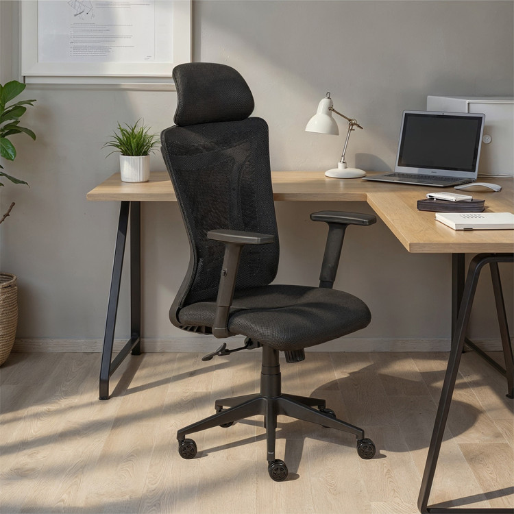 Chaise de bureau moderne en tissu noir Maddie