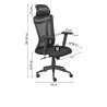 Chaise de bureau moderne en tissu noir Maddie