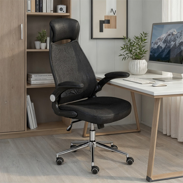 Fauteuil de bureau moderne en tissu noir Habby