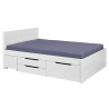Lit adulte moderne avec rangement en bois massif blanc Erwina
