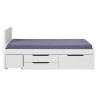 Lit adulte moderne avec rangement en bois massif blanc Erwina