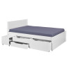 Lit adulte moderne avec rangement en bois massif blanc Erwina