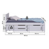 Lit adulte moderne avec rangement en bois massif blanc Erwina