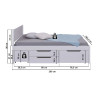 Lit adulte moderne avec rangement en bois massif blanc Erwina