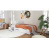Lit enfant moderne avec rangement en bois massif blanc Erwina