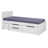 Lit enfant moderne avec rangement en bois massif blanc Erwina
