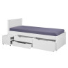 Lit enfant moderne avec rangement en bois massif blanc Erwina