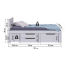 Lit enfant moderne avec rangement en bois massif blanc Erwina