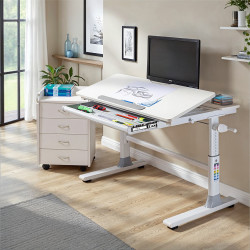 Bureau enfant moderne réglable et inclinable blanc Fredo