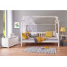 Lit cabane enfant moderne en pin massif laqué blanc Fannie