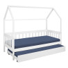Lit cabane enfant moderne en pin massif laqué blanc Fannie