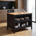 &Icirc;lot de cuisine contemporain central noir/ch&ecirc;ne Helena