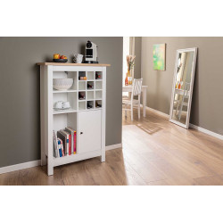 Armoire range-bouteilles contemporain blanc/chêne Sarina