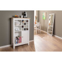 Armoire range-bouteilles contemporain blanc/ch&ecirc;ne Sarina