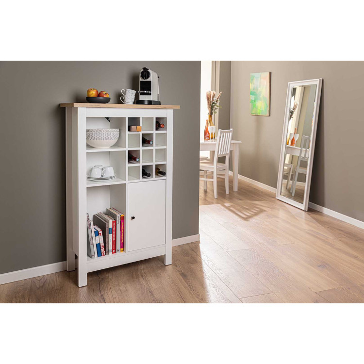 Armoire range-bouteilles contemporain blanc/chêne Sarina