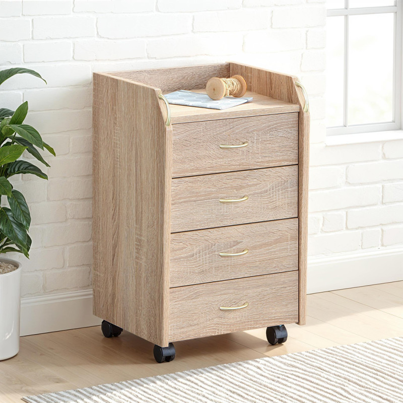 Caisson de bureau contemporain chêne clair Jorgio Chêne clair — Chêne clair