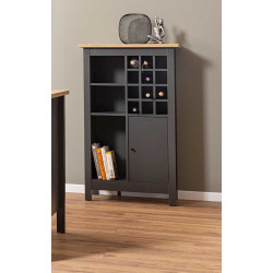 Armoire range-bouteilles contemporain anthracite/chêne Sarina