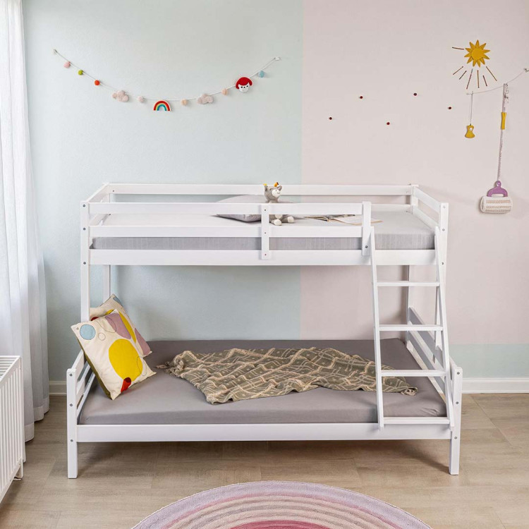 Lits superposés modernes en pin massif blanc laqué Jossy