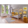 Lit cabane enfant moderne en pin massif gris Rosena