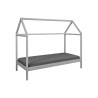 Lit cabane enfant moderne en pin massif gris Rosena