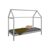Lit cabane enfant moderne en pin massif gris Rosena