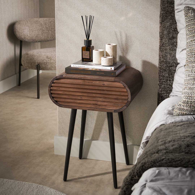 Chevet style nature en acacia massif brun Octolys