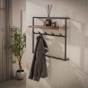 Portemanteau mural industriel 12 crochets en acacia massif Harry