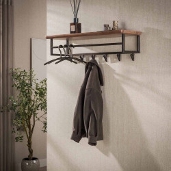 Portemanteau mural industriel 100 cm en acacia massif Endie