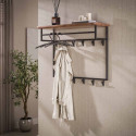 Portemanteau mural industriel H 80 cm en acacia massif Endie