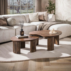 Tables basses style nature en acacia massif Monroe (lot de 2)