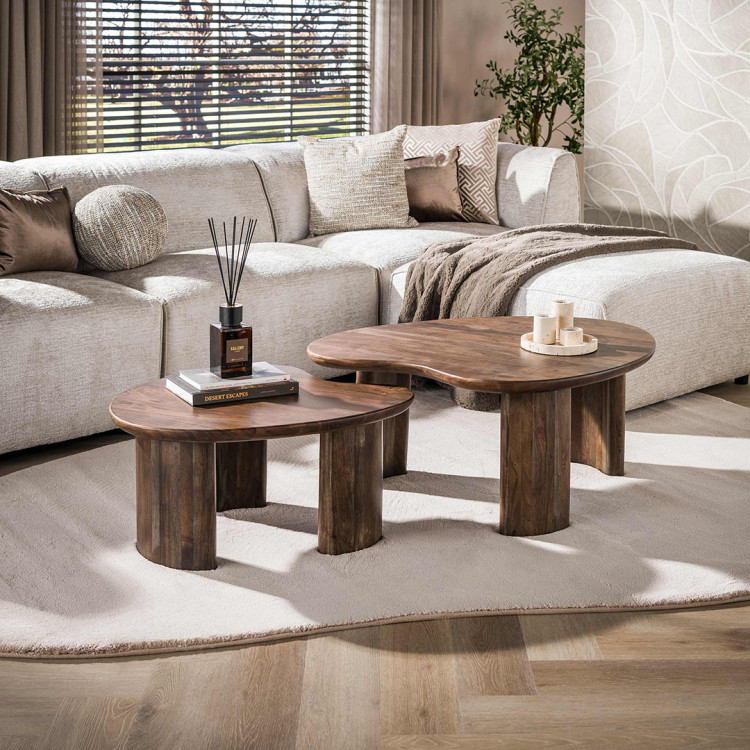 Tables basses style nature en acacia massif Monroe (lot de 2)