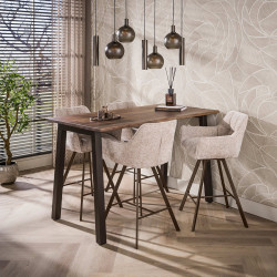 Table haute style nature en acacia massif brun Angie