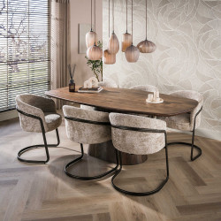 Table de salle à manger ovale 215 cm en acacia massif Sandie