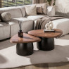 Lot de 2 tables basses industrielles métal et acacia massif Melba