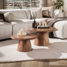 Lot de 2 tables basses style nature en acacia massif brun Ronie