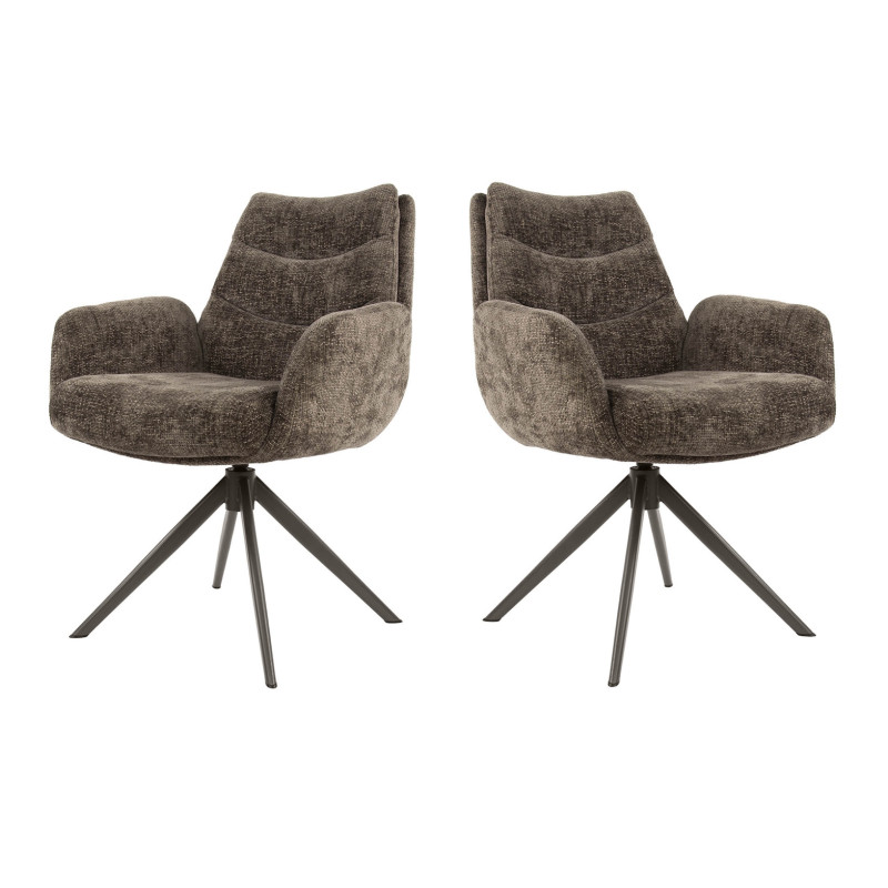 Fauteuil pivotant moderne en tissu Koraline (lot de 2) — Taupe — vue 3