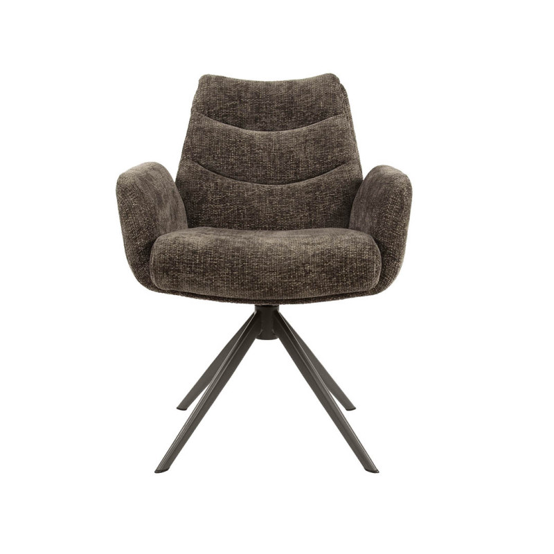 Fauteuil pivotant moderne en tissu Koraline (lot de 2) — Taupe — vue 4