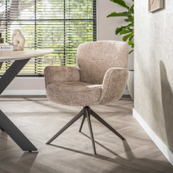 Chaise de salle manger pivotante en tissu chenille Zaya