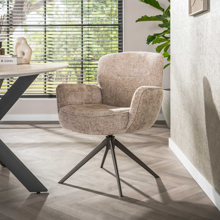 Chaise de salle manger pivotante en tissu chenille Zaya