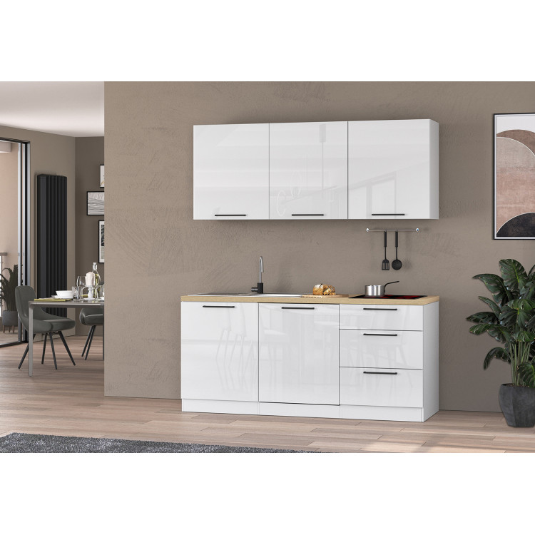 Cuisine complète 180 cm contemporaine blanc/chêne Louna