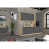 Cuisine complète 180 cm contemporaine anthracite mat/chêne Louna