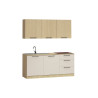 Cuisine complète 180 cm contemporaine cachemire/chêne Louna