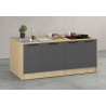 Îlot de cuisine moderne 200 cm anthracite mat/chêne Louna