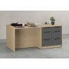 Îlot de cuisine moderne 200 cm anthracite mat/chêne Louna
