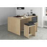 Îlot de cuisine moderne 200 cm anthracite mat/chêne Louna